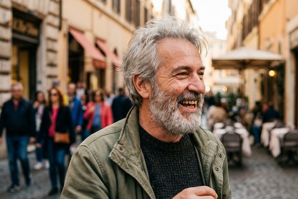 Hombre adulto con cabello denso y natural que ilustra un resultado capilar duradero